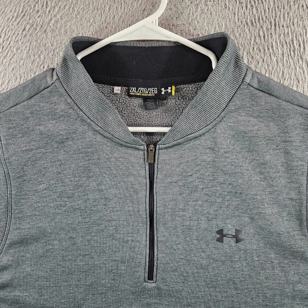Under Armour Storm ColdGear Golf Vest Mens 2XL Gray 1/4 Zip Loose Fit Heathered